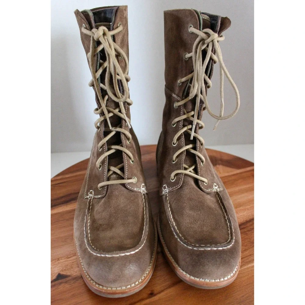 UGG Australia Lace Up Boots Mens 10 Brown Suede Moc Toe Fold Over 1001908